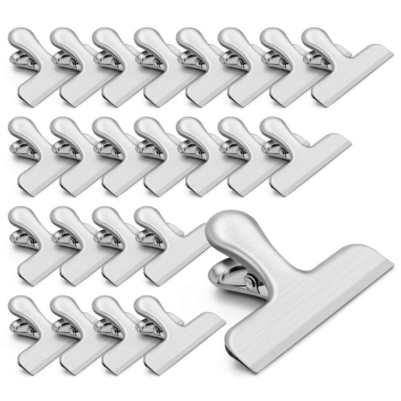 Stainless Steel Food Bag Clips, Silver, 24 Count, 24 Pack