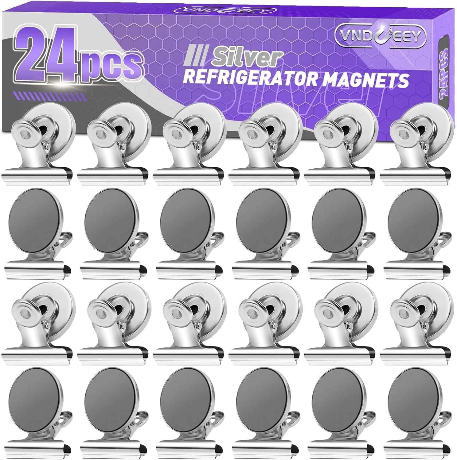 VNDUEEY 24 Pack Strong Magnetic Clips, Fridge Magnets Refrigerator ...