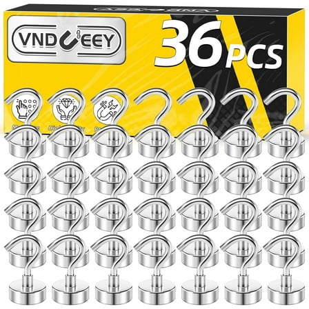VNDUEEY 36 Pack Magnetic Hooks, 25Lbs Heavy Duty Magnets with Hooks for Hanging, Kitchen, Garage, Classroom, and Office