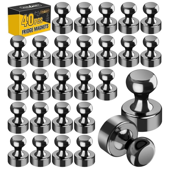 VNDUEEY 40Pcs Black Refrigerator Magnets Fridge Magnet, Strong Whiteboard Magnets, Fridge Magnets Adults, Small Magnets for Kitchen, Office, School, Locker