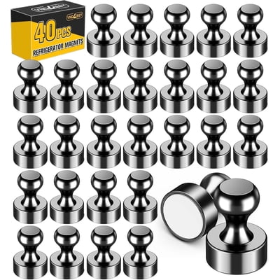 LOVIMAG Fridge Magnets 12Pcs, Neodymium Push Pins, Black