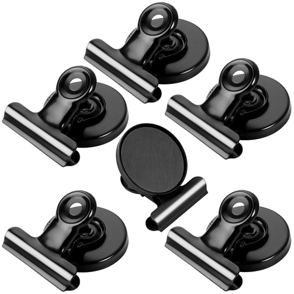 VNDUEEY 6 Pack Refrigerator Magnets Fridge Magnets, Black Magnetic Clips Whiteboard Magnets, Magnet Clips for Home and Office List Display