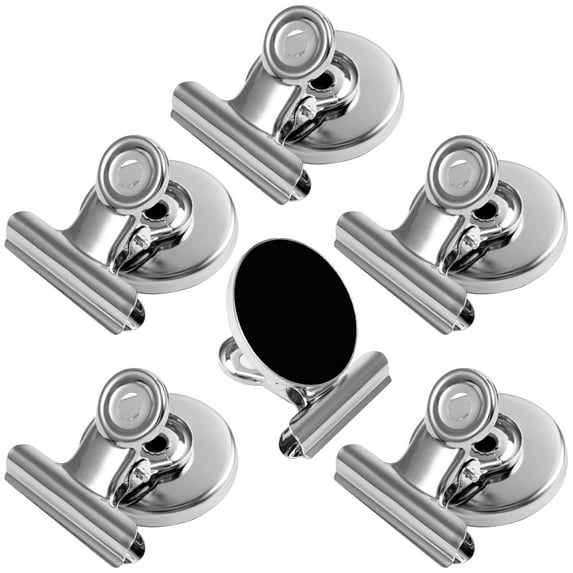 6 Pack Silver Refrigerator Magnets Fridge Magnets, Magnetic Clips for Whiteboard, Magnet Clips Heavy Duty, Clips with Magnets for Home & Kitchen & Office Organizing