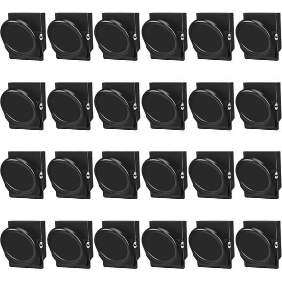 Black Magnetic Clips, 24 Pcs Fridge Magnets Whiteboard Magnets, Refrigerator Magnet Clips for Locker Photo Displays, Heavy Duty Clips with Magnets for Office Classroom Teacher Supplies