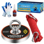 VNDUEEY Magnet Fishing Kit 1500 LBS Pull Force, Strong Neodymium Fishing Magnets with Durable 65 FT Rope, Gloves, Locking Carabiner, Threadlocker - Powerful Magnets for Fishing and Underwater Salvage