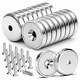 thumbnail image 1 of VNDUEEY Magnets with Holes, Strong Rare Earth Magnets, 16 Pack 40LBS Neodymium Cup Magnet with Stainless Screws for Wall Mounting, Round Base Disc Magnet for for Kitchen, Office, Workplace, DIY Craft, 1 of 6