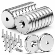 VNDUEEY Magnets with Holes, Strong Rare Earth Magnets, 16 Pack 40LBS Neodymium Cup Magnet with Stainless Screws for Wall Mounting, Round Base Disc Magnet for for Kitchen, Office, Workplace, DIY Craft