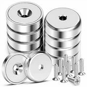 VNDUEEY Magnets with Holes, Strong Rare Earth Magnets, 8 Pack 40LBS Neodymium Cup Magnet with Stainless Screws for Wall Mounting, Round Base Disc Magnet for for Kitchen, Office, Workplace, DIY Craft