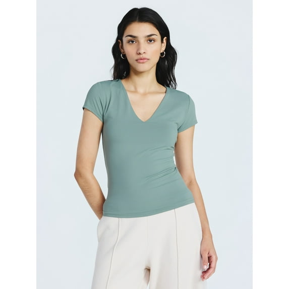 Scoop Women's and Women's Plus Ultimate Refined Contour V Neck Tee, Sizes XS-4X