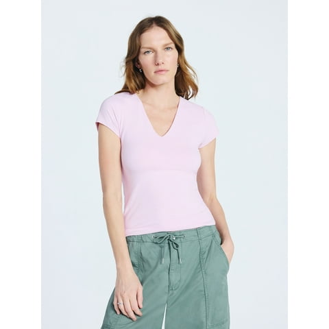 Women's and Women's Plus Ultimate Refined Contour V Neck Tee, Sizes XS-4X