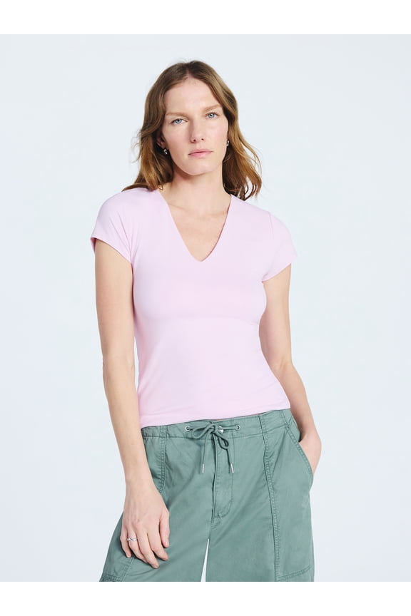 Women's and Women's Plus Ultimate Refined Contour V Neck Tee, Sizes XS-4X