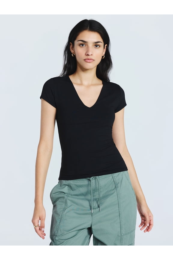 Women's and Women's Plus Ultimate Refined Contour V Neck Tee, Sizes XS-4X