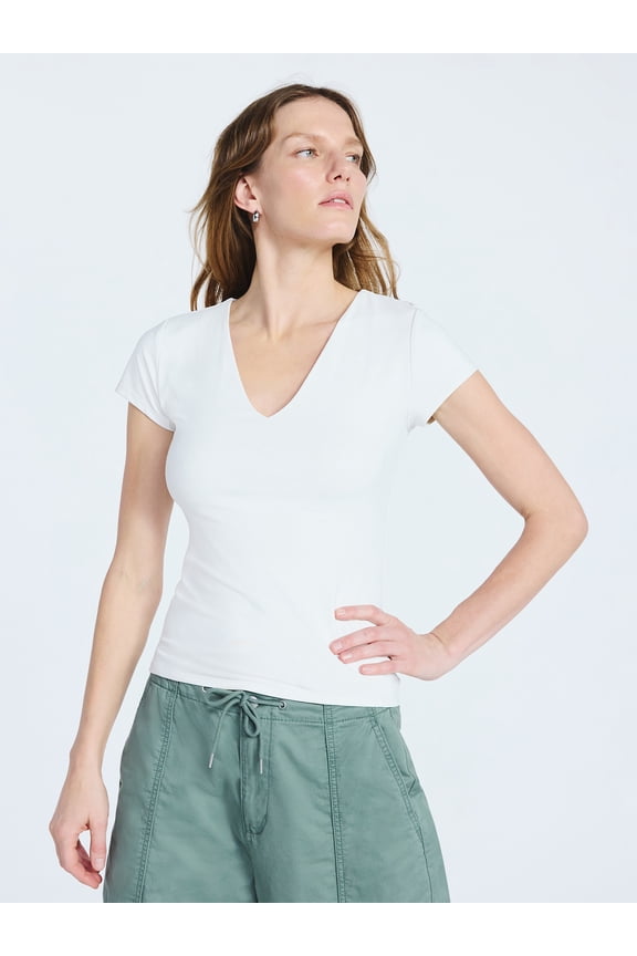 Women's and Women's Plus Ultimate Refined Contour V Neck Tee, Sizes XS-4X