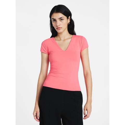 Women's and Women's Plus Ultimate Refined Contour V Neck Tee, Sizes XS-4X