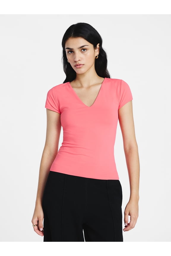 Women's and Women's Plus Refined Contour V-Neck Tee, Sizes XS-4X