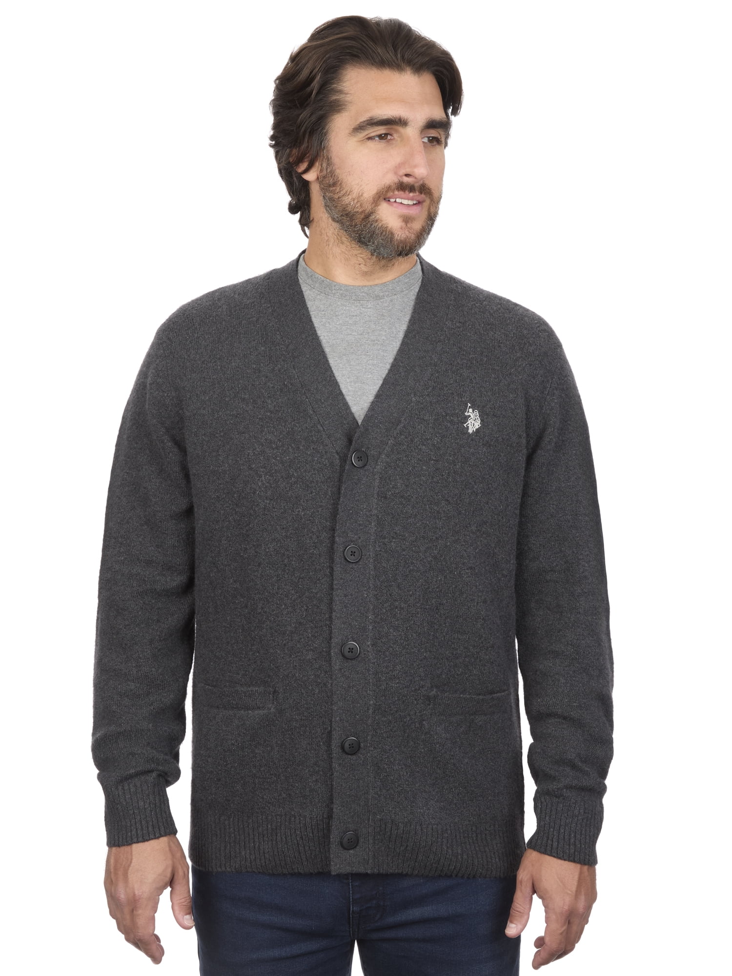 U.S. Polo Assn Men's Jersey V-Neck Button Cardigan Sweater