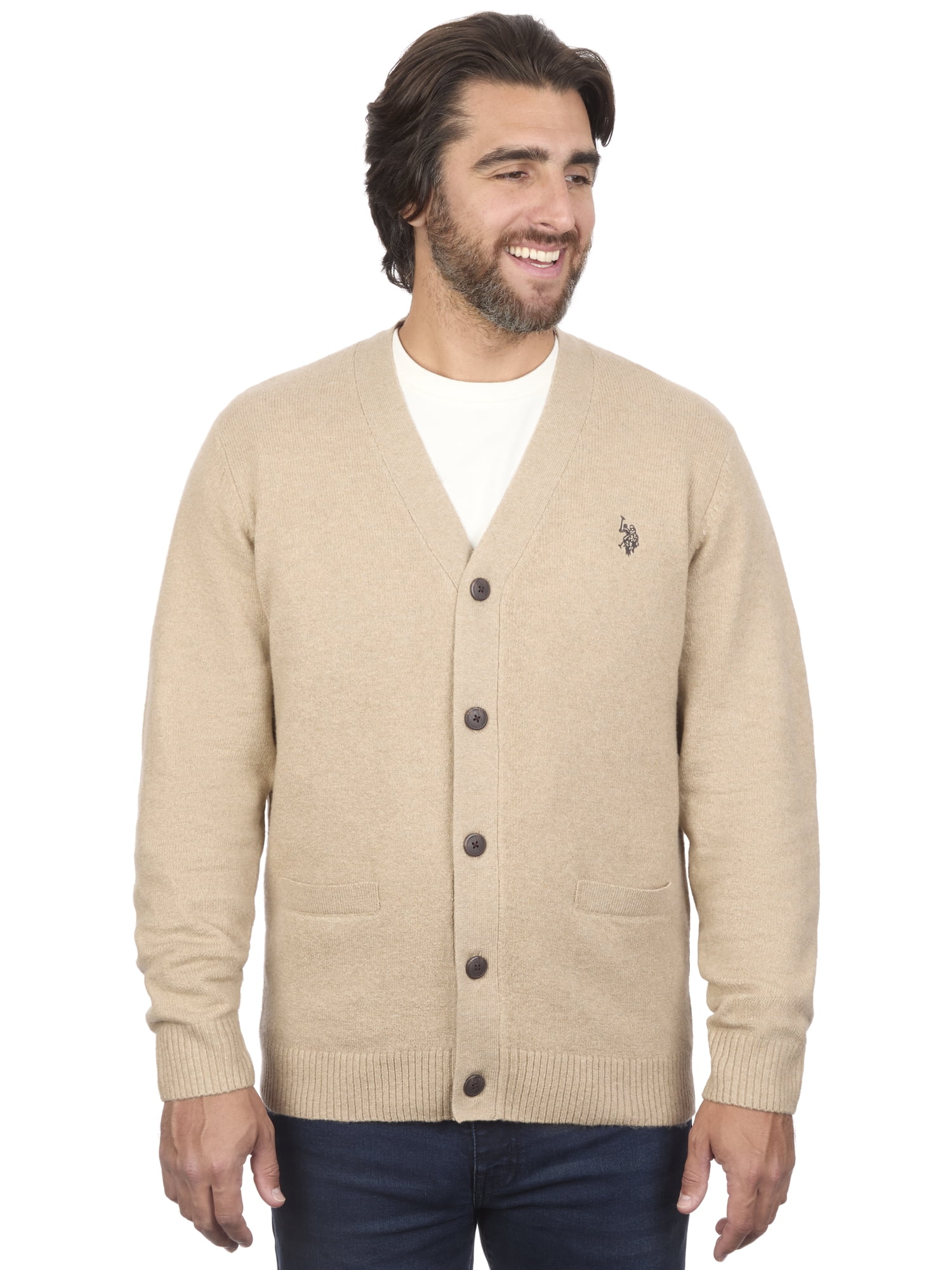 U.S. Polo Assn Men's Jersey V-Neck Button Cardigan Sweater