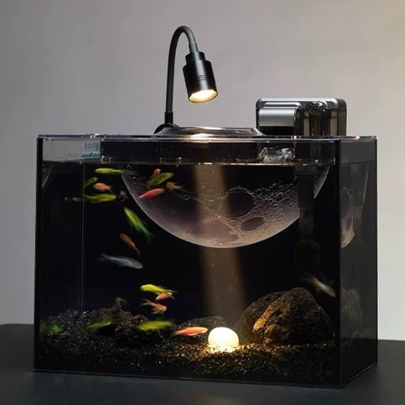 VNEKVA 2.5 Gal Desktop Fish Tank Kit, ultra clear glass aquarium with USB filter and light