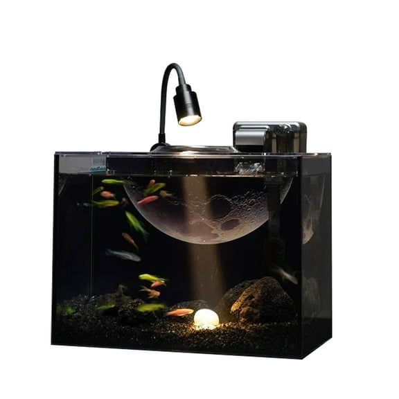 VNEKVA 2.5Gal Desktop Fish Tank Kit – Ultra Clear Glass Aquarium with USB Filter, USB Aquarium Light & Complete Aquascape Set