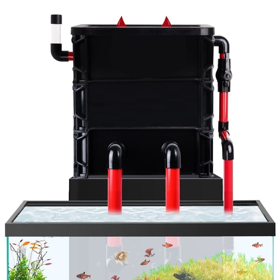 VNEKVA 3-Layer Fish Tank Filter Box Set with 3 Filter Pads - Top Mount Drip Dry Wet Filter for Fish Tank & Pool Water Circulation