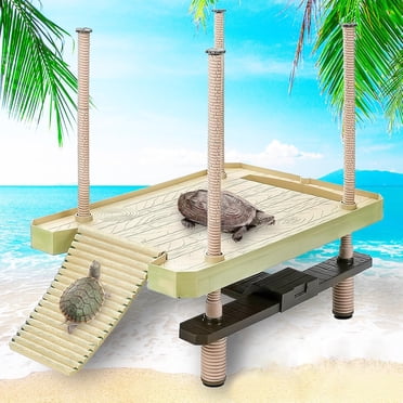 VNEKVA Turtle Floating Basking Platform, Turtle Tank Accessories with Feeding Area, Reptile Climbing Dock for Aquatic Pets