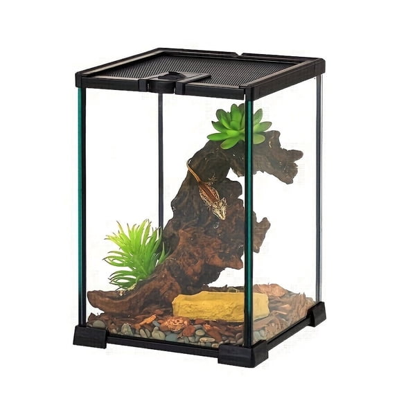 VNEKVA Reptile Terrarium Tank for Lizards, Geckos, and Frogs, Glass Enclosure with Top Opening and Locking Lid