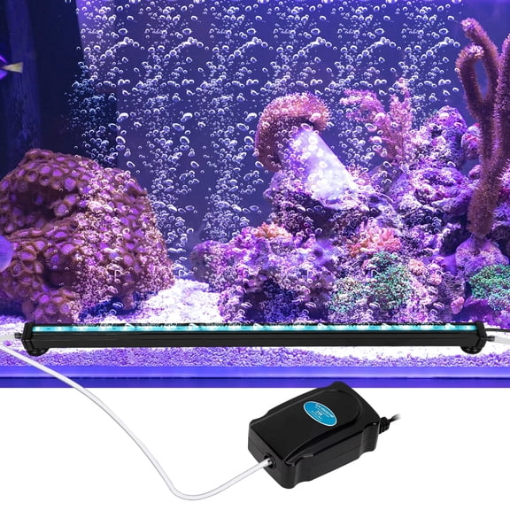 VNEKVA Submersible Aquarium Light with Air Bubble & Air Pump Kit, RGB Color Changing LED Fish Tank Light, 30 Inch, Ideal for Aquatic Pets & Plant Lovers