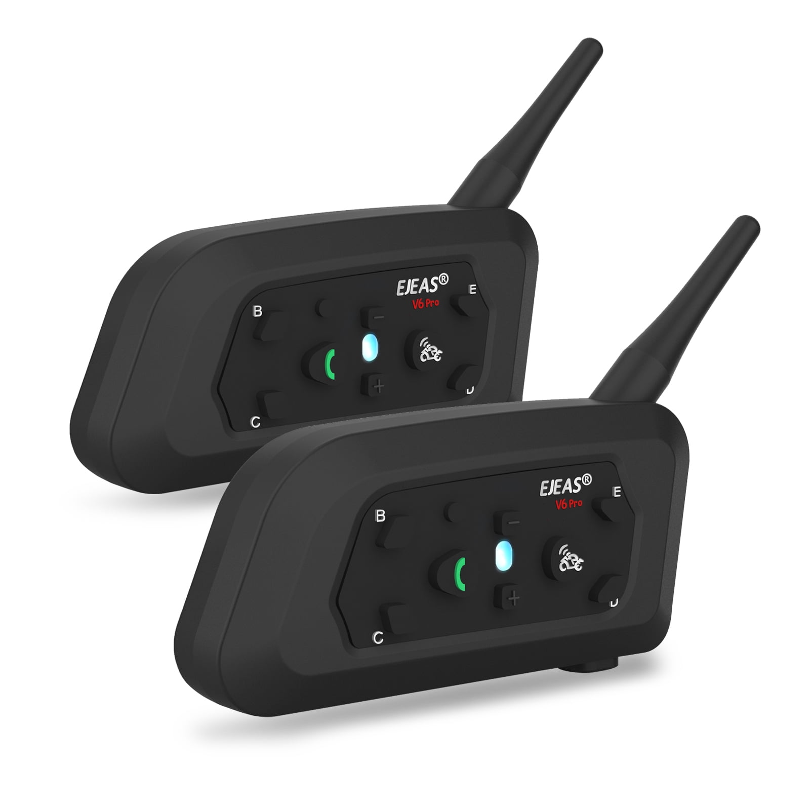 EJEAS V6 Bluetooth Motorcycle Helmet Intercom Headset 1200M 850mAh Motorbike Interphone Headphone 6 Riders for Riding(Dual)