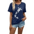 thumbnail image 1 of VNJQPG Sea Turtle summer shirts for women Casual Short Sleeve Tee-Y10-Navy Blue,S, 1 of 3