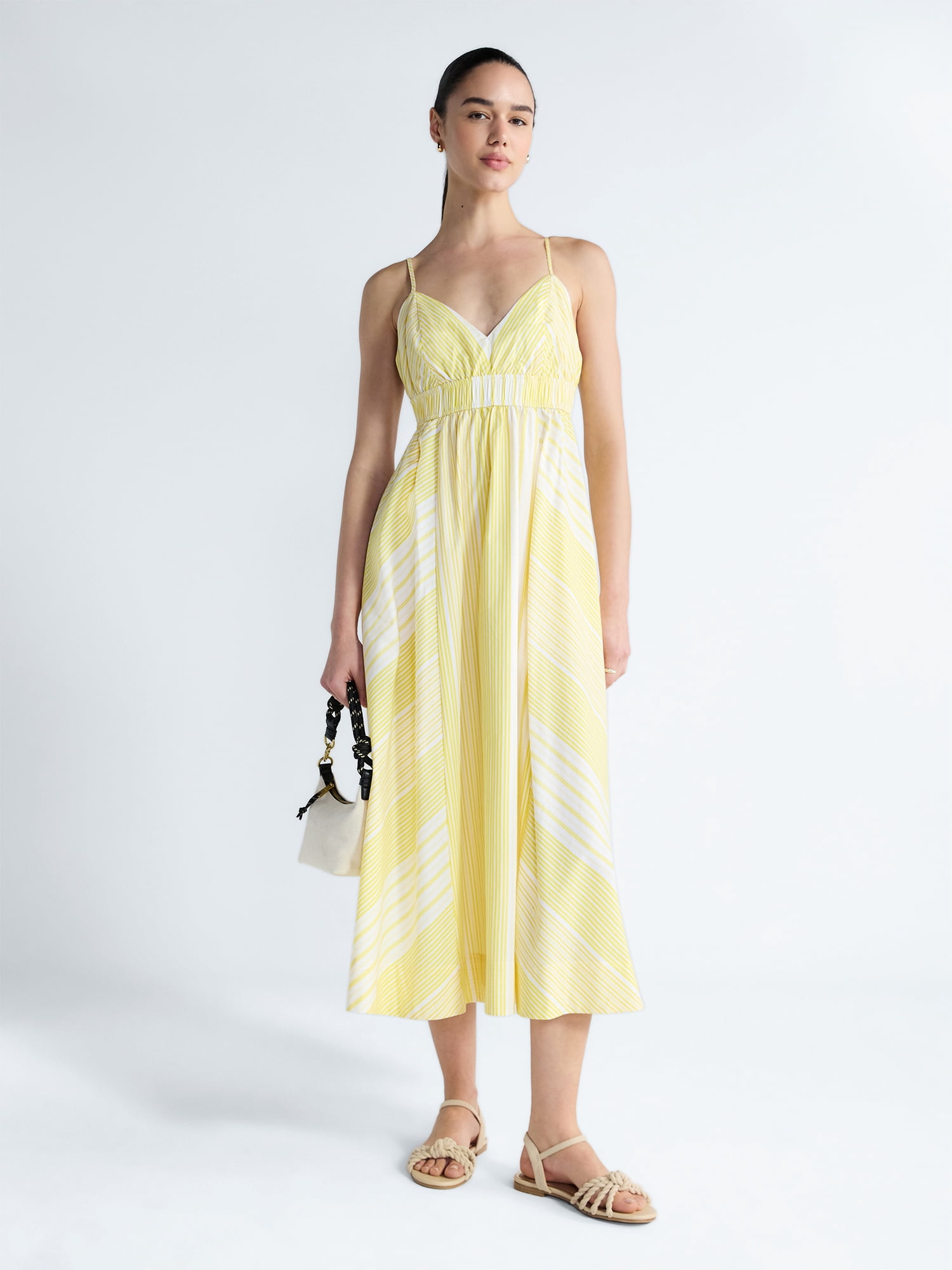 Free Assembly Women's and Women's Plus Striped Cotton Maxi Dress, with Cut  Out Back, Sizes XS-4X - Walmart.com