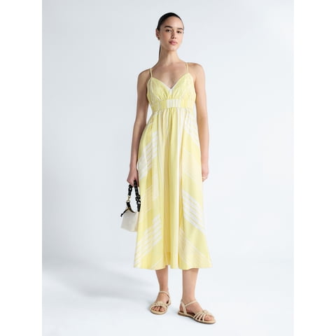 Women's and Women's Plus Striped Cotton Maxi Dress, with Cut Out Back, Sizes XS-4X