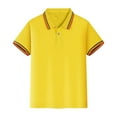 thumbnail image 1 of VNKIDY Boy's Shirt Spring Summer Kids Solid Color Polo Shirt With Contrast Trim Long Sleeve Loose Fit Teeshirt For Daily Outdoor Activities Trendy Top, 1 of 2