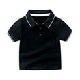 thumbnail image 1 of VNKIDY Boy's Shirt Spring Summer Toddlers Short Sleeve Polo Shirt With Contrast Trim Collared Button Closure Teeshirt For Daily Outdoor Activities Versatile Top, 1 of 6