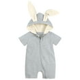 thumbnail image 1 of VNKIDY Boys Bodysuits Baby Bunny Ear Hooded Romper Short Sleeve Crewneck Solid Color Zipper Bodysuit For Daily Wear Cute Styling Fashionable Onesie, 1 of 8