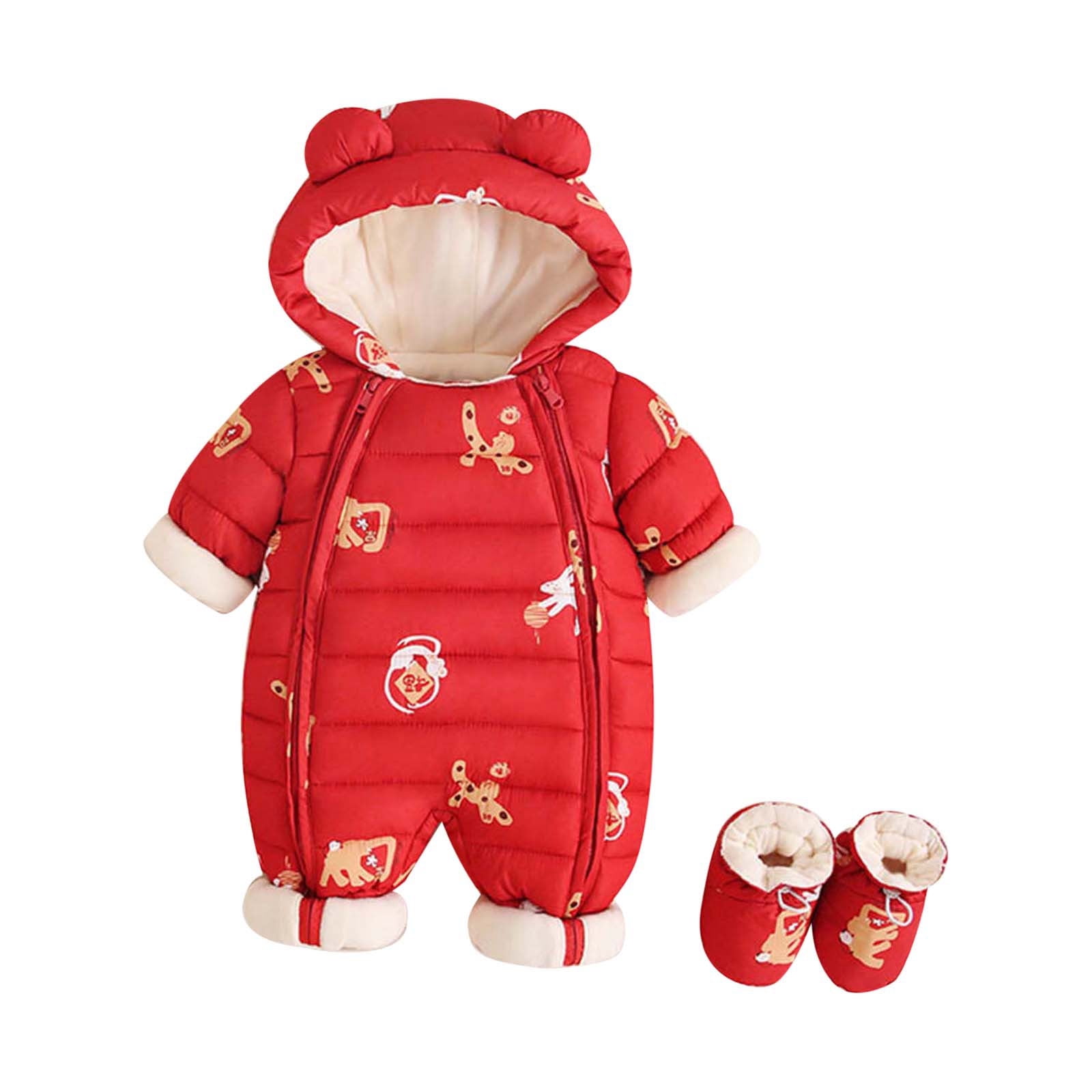 VNKIDY Boys Bodysuits Fall Winter Baby Space Cartoon Prints Thermal Onesie Long Sleeve Hooded Romper For Daily Wear Warm Styling Classic Onesie