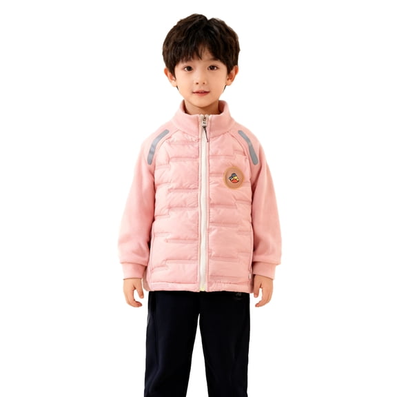 VNKIDY Boys Coat Autumn Winter Toddler Quilted Thermal Jacket With Cartoon Patch Plush Long Sleeve Full Zipper Coat For Outdoor Activities Relaxed Fit Outerwear