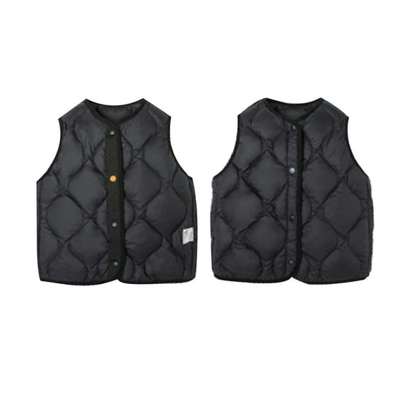 VNKIDY Boys Down Lightweight Cotton Padded Jacket Buttoned Fashion Winter Sleeveless Crewneck Children Snowsuit Kids Winter Vest Trendy Outerwear