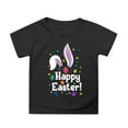 thumbnail image 1 of VNKIDY Boys Girls Easter T-Shirts Unisex Kids Easter Letter Bunny Ear Graphic Tees Short Sleeve Crewneck Top For Casual Daily Holiday Wear Adorable Top Black 8-9 Years, 1 of 4