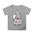 thumbnail image 1 of VNKIDY Boys Girls Easter T-Shirts Unisex Kids Easter Letter Bunny Ear Graphic Tees Short Sleeve Crewneck Top For Casual Daily Holiday Wear Leisure Top Grey 10-11 Years, 1 of 4