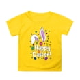 thumbnail image 1 of VNKIDY Boys Girls Easter T-Shirts Unisex Kids Easter Letter Bunny Ear Graphic Tees Short Sleeve Crewneck Top For Casual Daily Holiday Wear Stylish Top Yellow 4-5 Years, 1 of 4