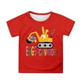 thumbnail image 1 of VNKIDY Boys Girls Easter T-Shirts Unisex Kids cartoon Excavator Prints Tees Short Sleeve Crewneck Top For Casual Daily Holiday Wear Lovely Top Red 10-11 Years, 1 of 4