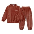 thumbnail image 1 of VNKIDY Boys Girls Flannel Clothes Sets Long Sleeve O-Neck Coats Tops Pants Winter Warm Soft Fuzzy Homewear With Sweatpants Outfits Sets Relaxed Fit, 1 of 3