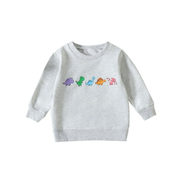 VNKIDY Boys Girls Sweatshirt Toddlers Colorful Dinosaurs Pattern Print Long Sleeve Sweatshirt Crewneck Soft Loose Fit Pullover For Playful Casual Daily Home Wear Activities Classic Top