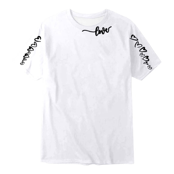 VNKIDY Boys Girls TShirts Unisex Kids Valentines Heart Graphic Tees Lightweight Short Sleeve Crewneck Loose Fit Top For Holiday Casual Daily Wear Lovely Top White 6-7 Years
