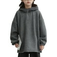thumbnail image 1 of VNKIDY Boys Hoodies Children Kids Solid Color Loose Fit Hoodie Long Sleeve Plush Warm Sweatshirts For Cold Weather Stylish Tops, 1 of 8