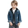 thumbnail image 1 of VNKIDY Boys Jacket Long Sleeves Denim Jacket With Hooded Two In One Design For Children Casual Winter Outerwear Coats For Kids, 1 of 9
