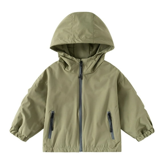 VNKIDY Boys Jacket Waterproof Long Sleeves Windbreaker Jacket Lightweight Hooded Zipper Coat Outdoor Casual School Jacket For Kids leisure Activities