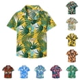 thumbnail image 1 of VNKIDY Boys Kids Lapel Collar Short Sleeve Tropical Colorful Leaf Print Button Down Shirt Regular Loose Fit For Toddler Summer Beach Vacation Daily Casual Wear Green 4-5 Years, 1 of 5