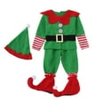 thumbnail image 1 of VNKIDY Boys Outfits Kids Festive Christmas Elf Fancy Dress Set Long Sleeve Crewneck Top With Pants Matching Belt Pointed Hat Curved Shoes Holiday Outfit For Festive Celebrations Trendy Set, 1 of 6