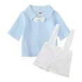 thumbnail image 1 of VNKIDY Boys Outfits Sets Toddler Suspenders O-Neck Romper With Short Sleeve Shirt Comfortable Solid Color Overalls Daily Wear Stylish, 1 of 3